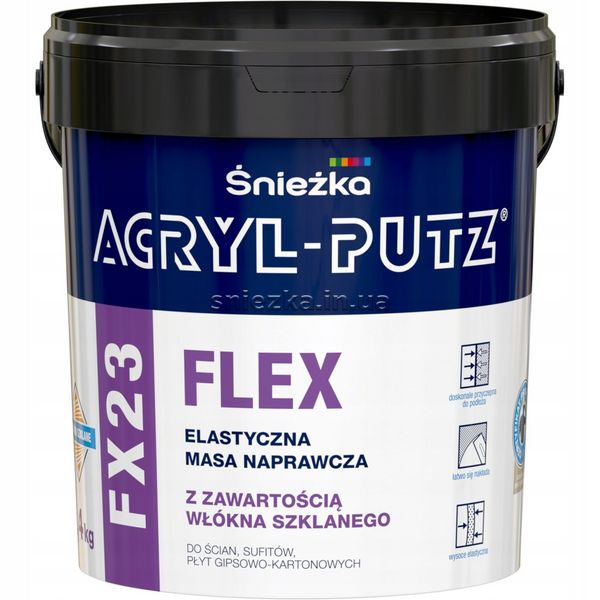 Шпаклевочная масса для ремонта с содержанием стекловолокна Sniezka ACRYL-PUTZ® FX23 FLEX, 0,5 кг, прозрачный 36139 фото