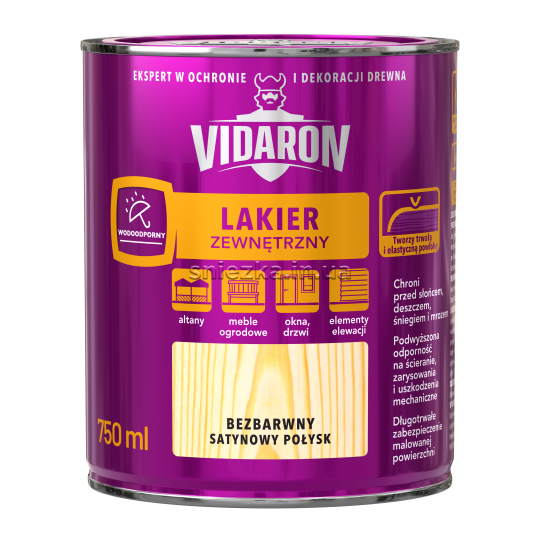 Лак зовнішній для деревини Vidaron, 0,75 л, безбарвний, глянсовий 27958 фото
