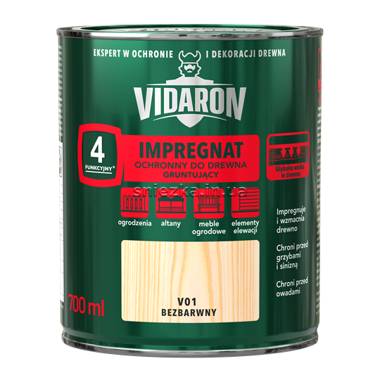 Пропитка импрегнат для древесины Vidaron, 0,7 л, V01 бесцветный, матовый 3546614 фото