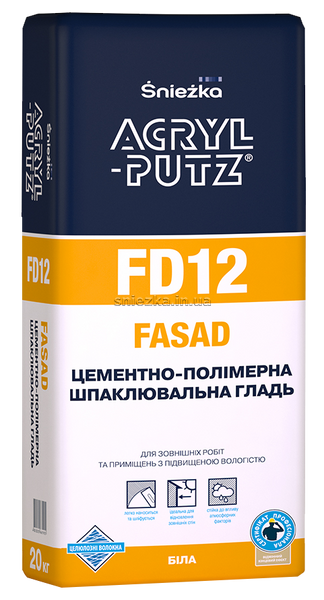 Шпаклевка цементно-полимерная Sniezka ACRYL-PUTZ® FD12 FASAD, 20 кг, белый 61925 фото