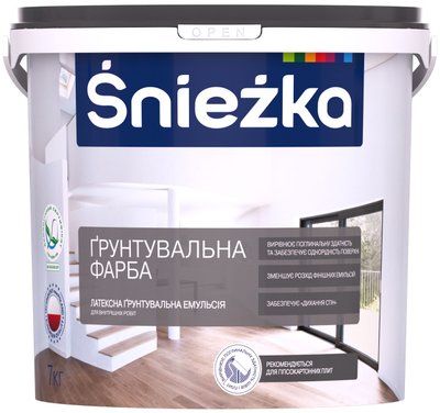 Фарба-грунт латексна для внутрішніх робіт Sniezka Grunt, 1,4 кг, білий, матовий 8139 фото